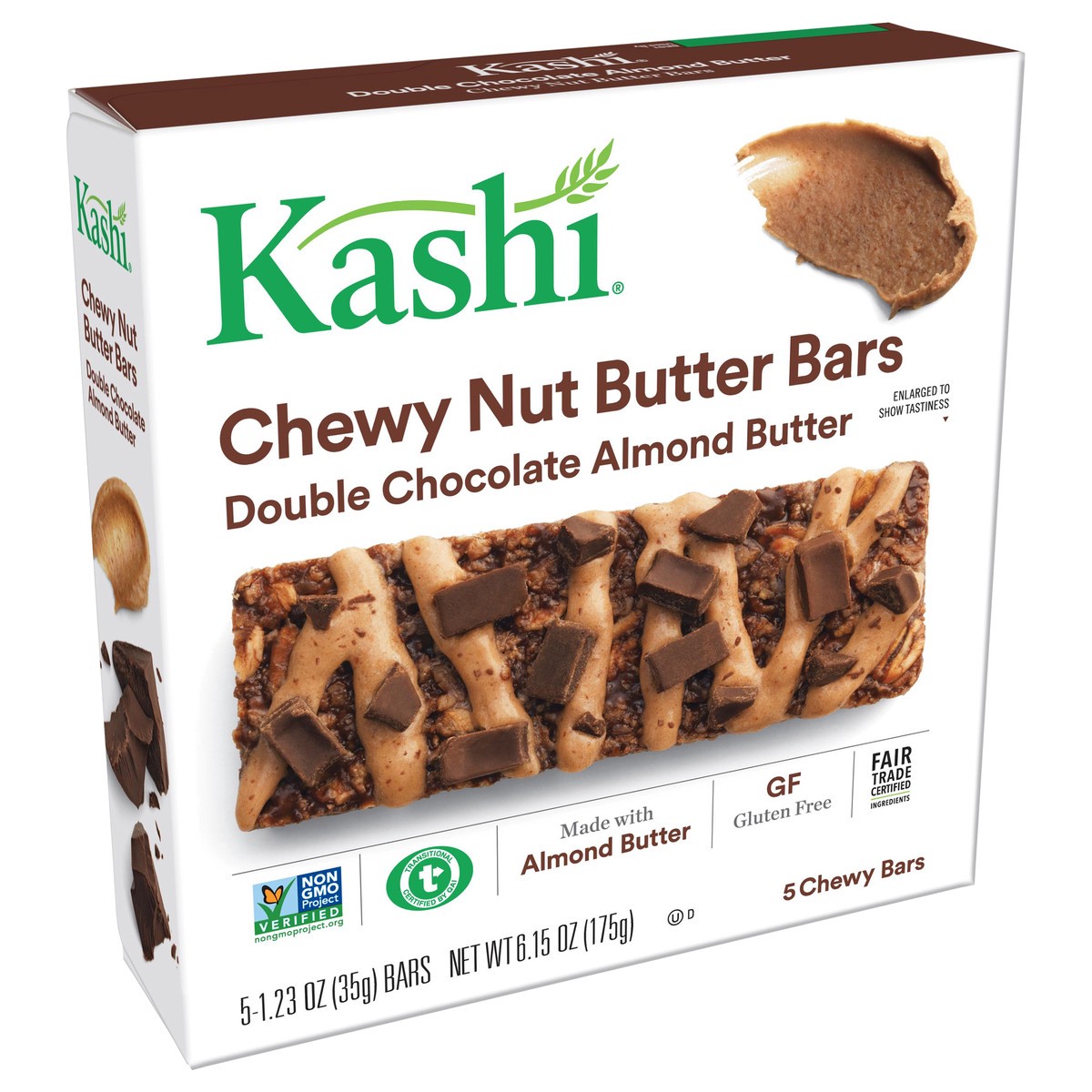 slide 2 of 10, Kashi Double Chocolate Almond Butter Chewy But Bars, 5 ct; 1.23 oz