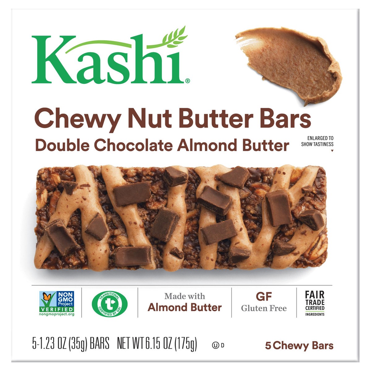 slide 1 of 10, Kashi Double Chocolate Almond Butter Chewy But Bars, 5 ct; 1.23 oz