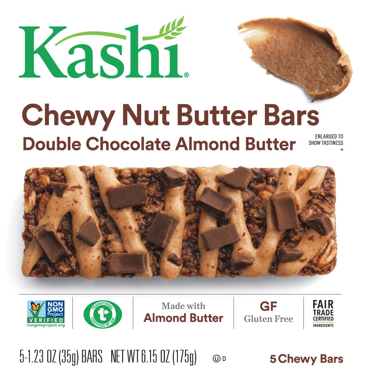slide 8 of 10, Kashi Double Chocolate Almond Butter Chewy But Bars, 5 ct; 1.23 oz
