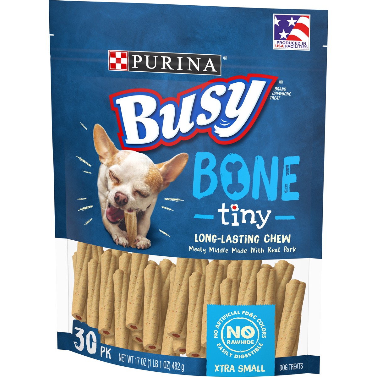 slide 7 of 8, Busy Purina Busy Made in USA Facilities Toy Breed Dog Bones, Tiny, 17 oz