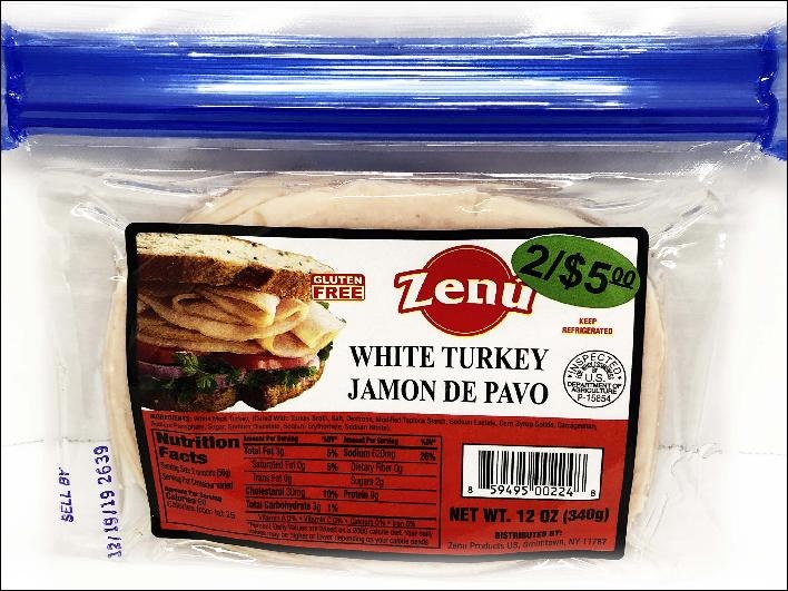 slide 1 of 1, Zenu Wht Trky Brst Ham, 12 oz