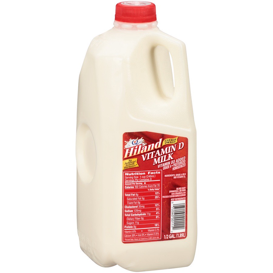 slide 2 of 8, Hiland Dairy Milk 0.5 gal, 1/2 gal