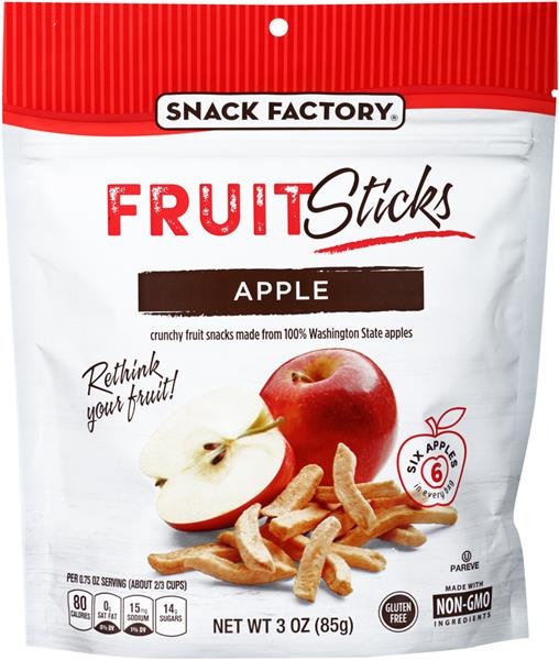 slide 1 of 1, Snack Factory Fruit Sticks Apple, 3 oz