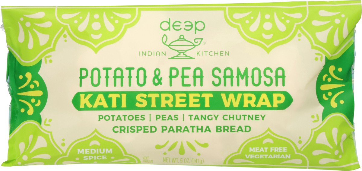 slide 11 of 13, Deep Indian Kitchen Medium Spice Potato & Pea Samosa Kati Street Wrap, 5 oz