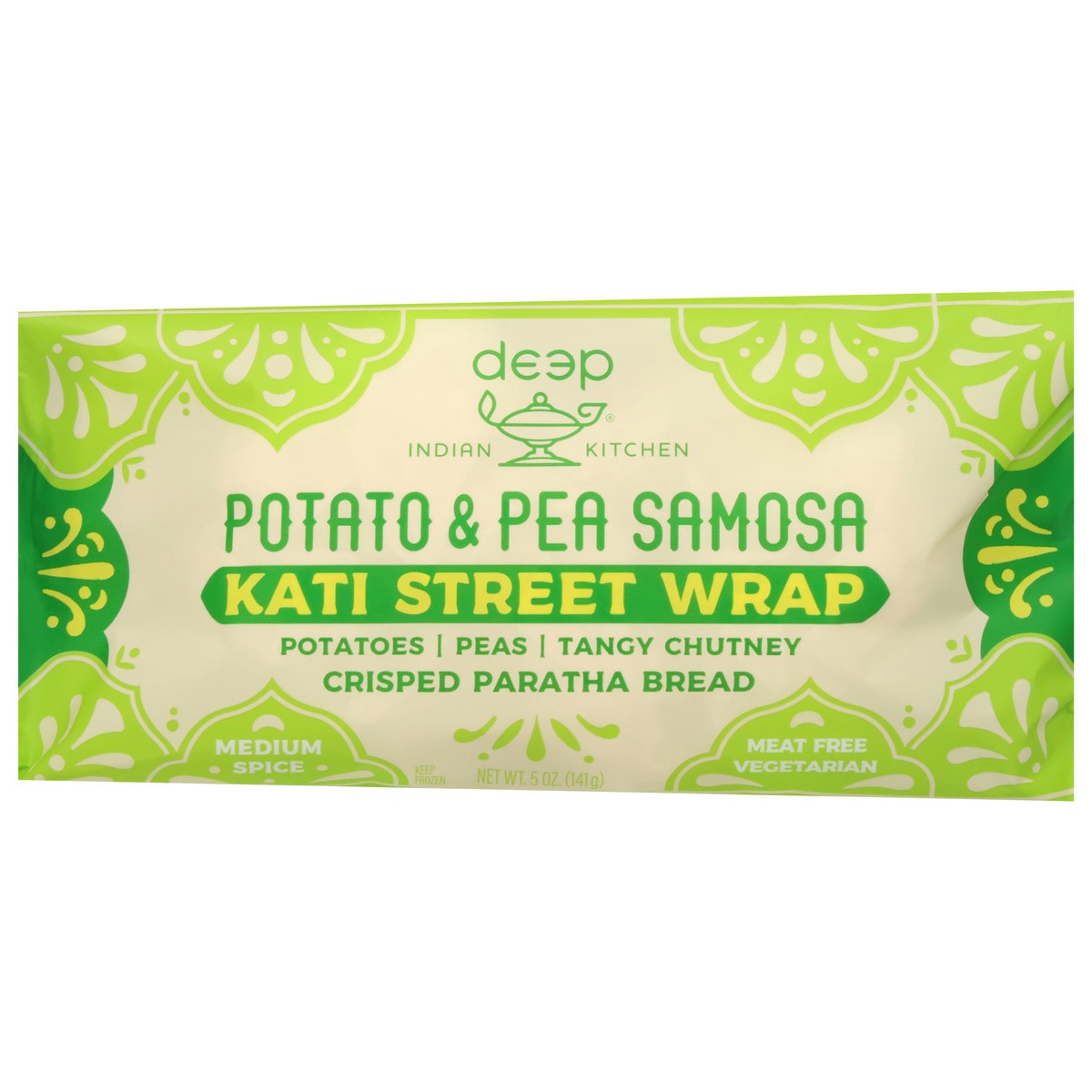 slide 8 of 13, Deep Indian Kitchen Medium Spice Potato & Pea Samosa Kati Street Wrap, 5 oz