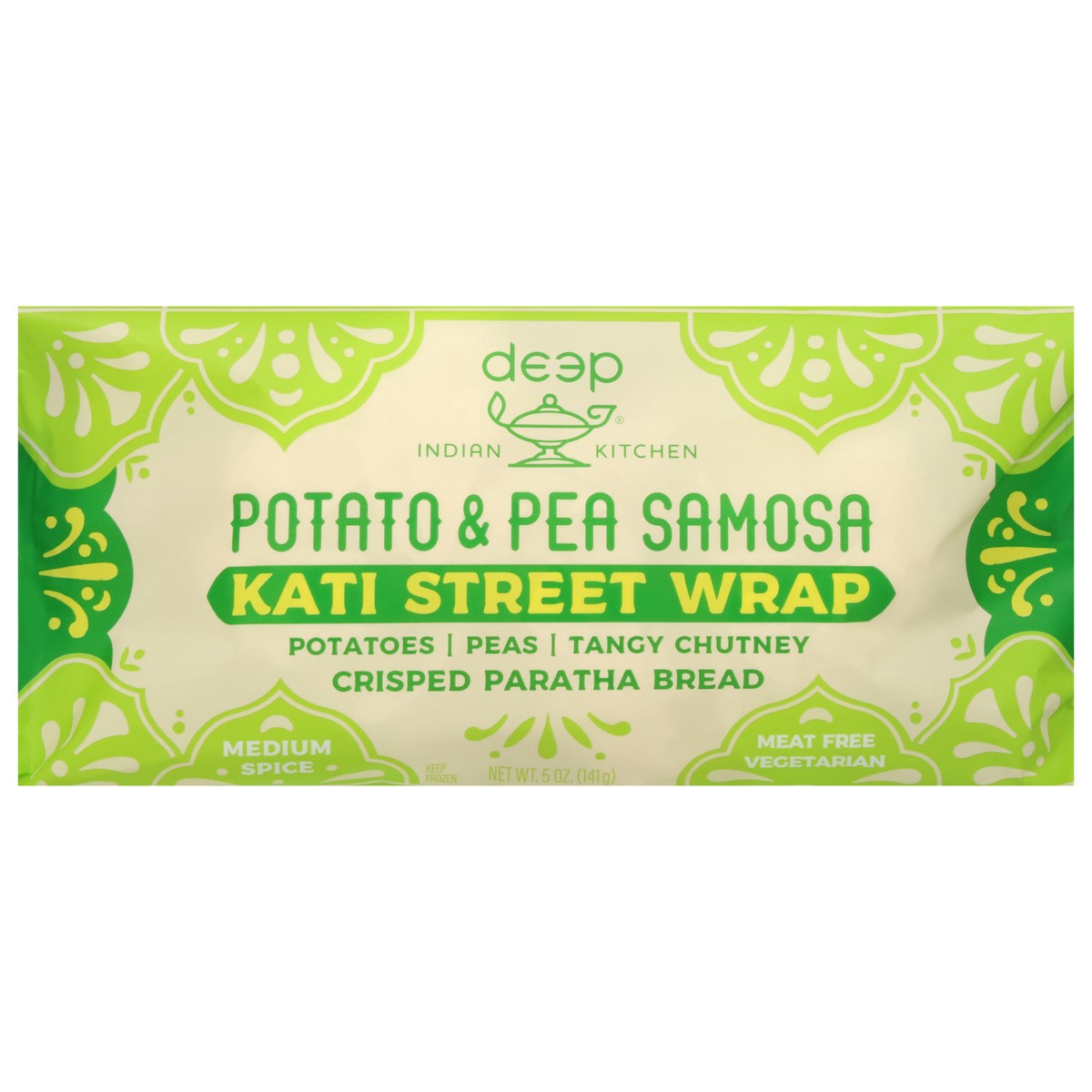 slide 1 of 13, Deep Indian Kitchen Medium Spice Potato & Pea Samosa Kati Street Wrap, 5 oz