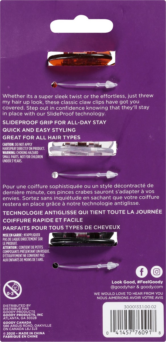 slide 8 of 9, Goody Slideproof Grandes Crampon Claw Clips Large 3 ea, 3 ct