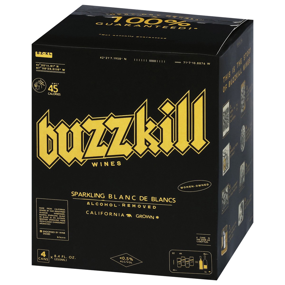 slide 7 of 15, Buzzkill Non Alcoholic Blanc De Blanc 4 Pk, 33.8 fl oz