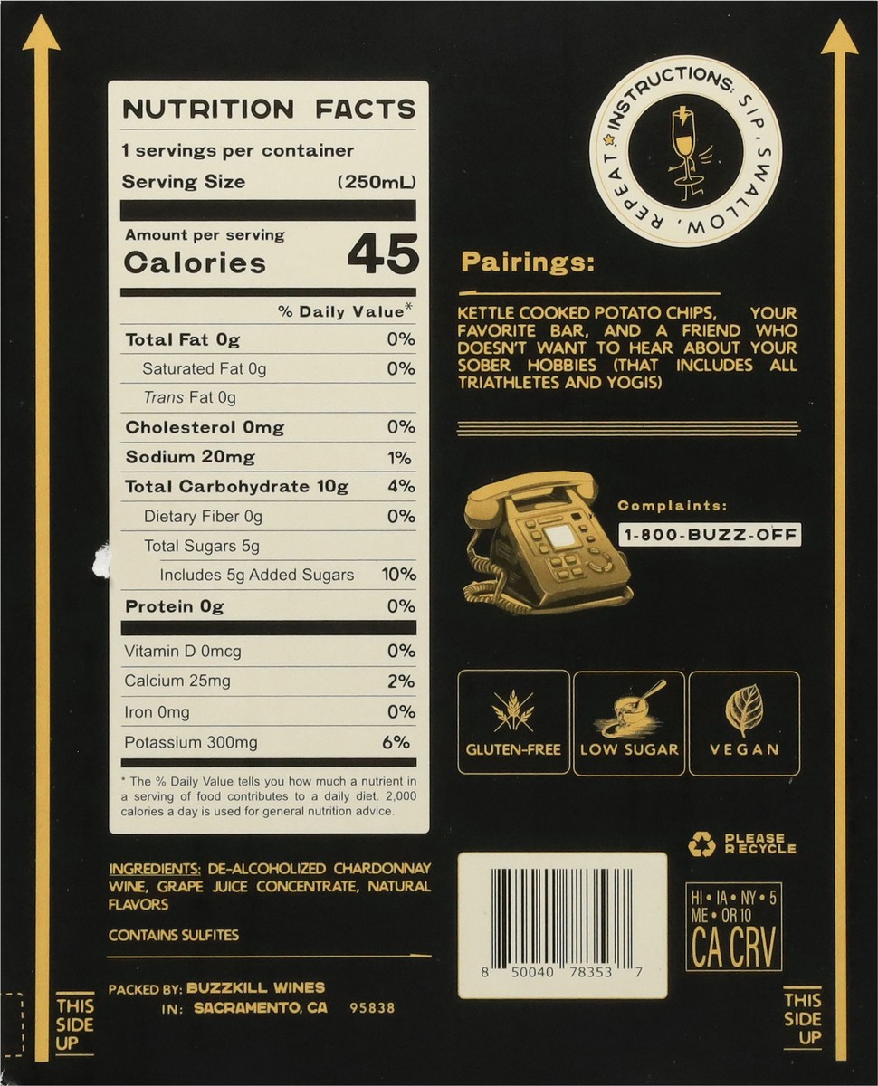 slide 5 of 15, Buzzkill Non Alcoholic Blanc De Blanc 4 Pk, 33.8 fl oz