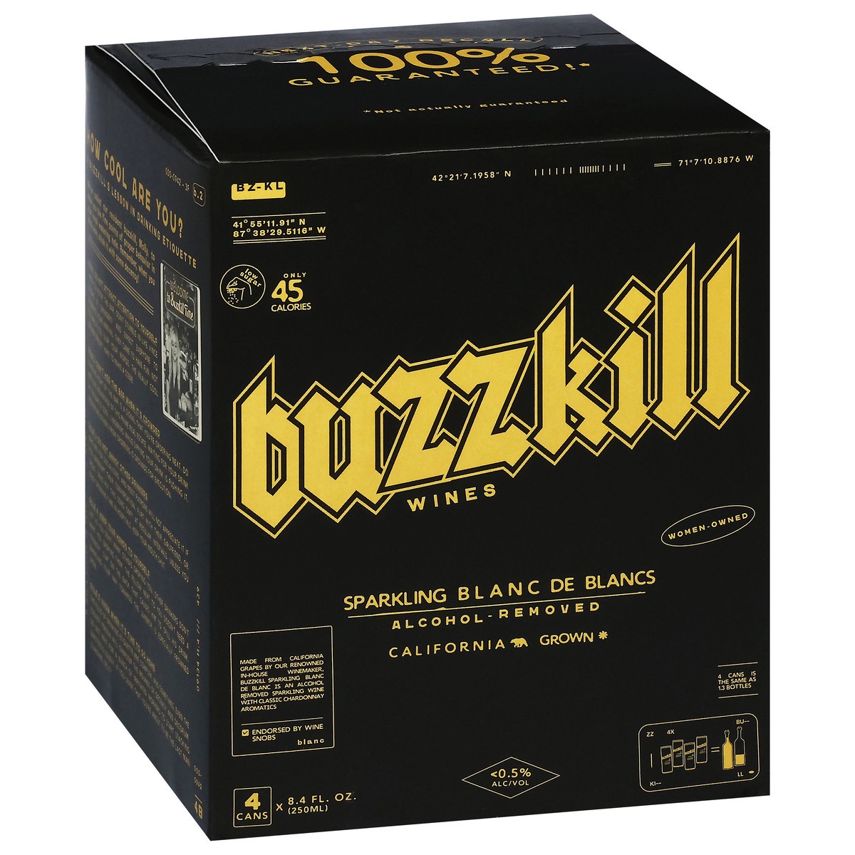 slide 4 of 15, Buzzkill Non Alcoholic Blanc De Blanc 4 Pk, 33.8 fl oz