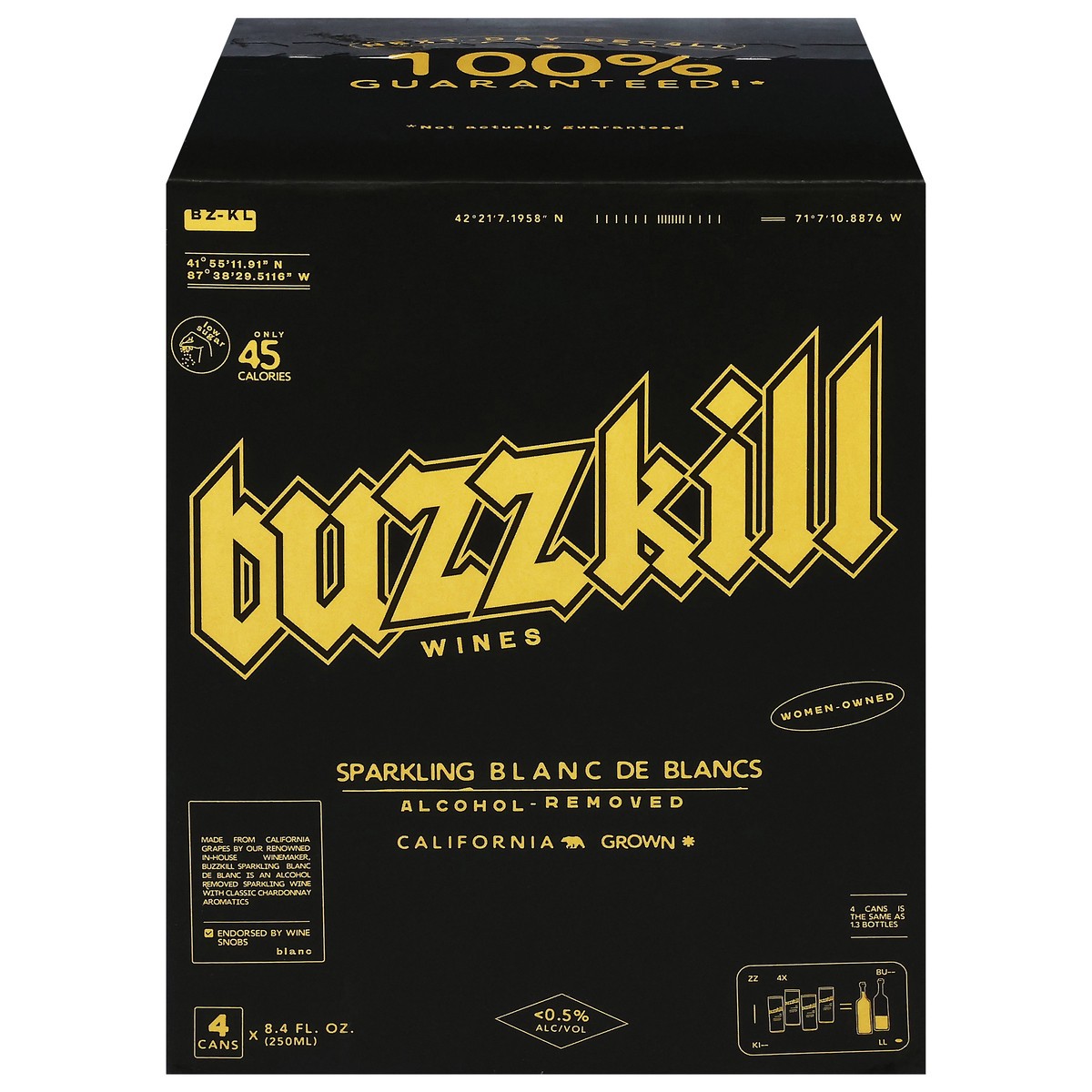 slide 10 of 15, Buzzkill Non Alcoholic Blanc De Blanc 4 Pk, 33.8 fl oz
