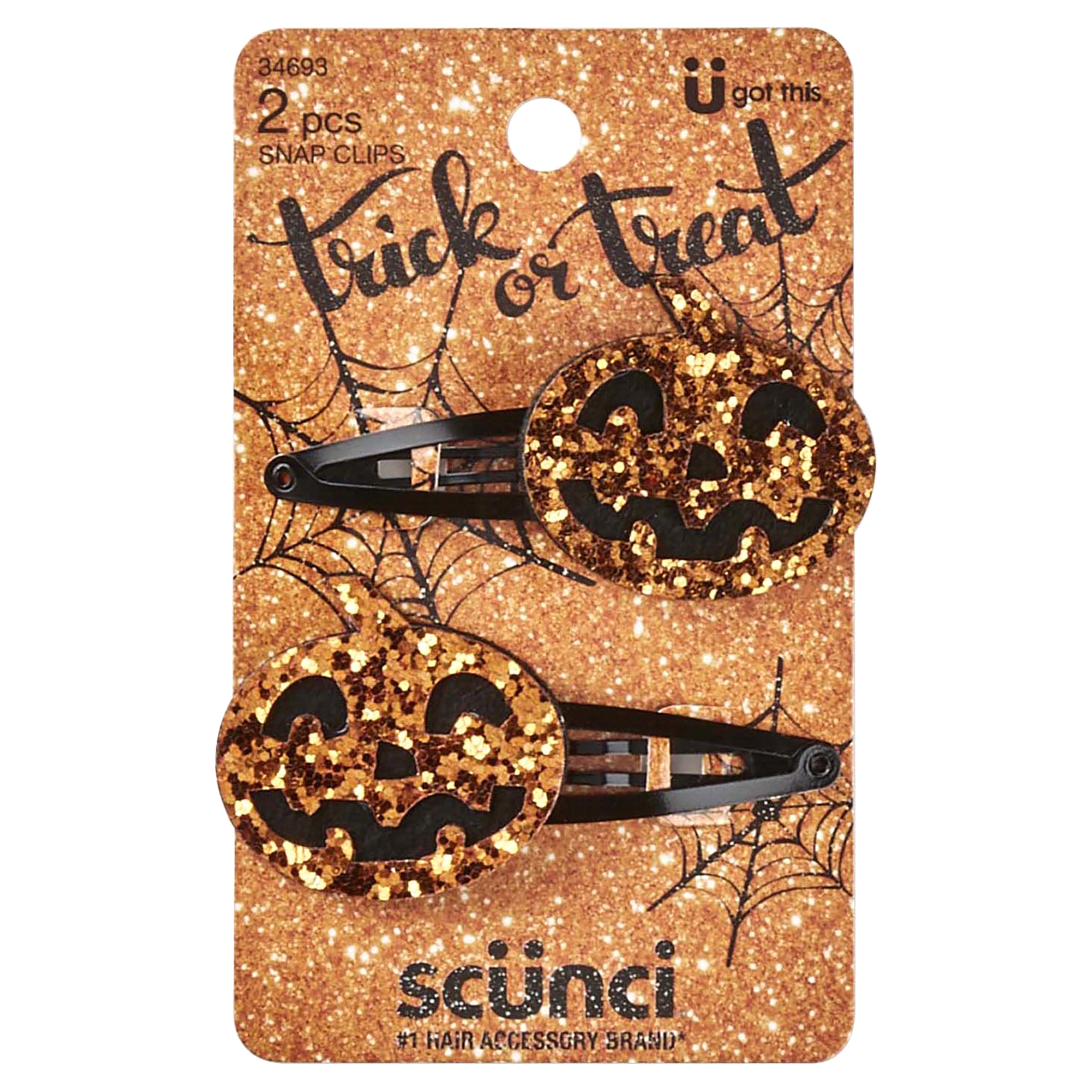 slide 1 of 1, scünci Scunci Halloween 2Pk Pumpkin Clip, 2 ct