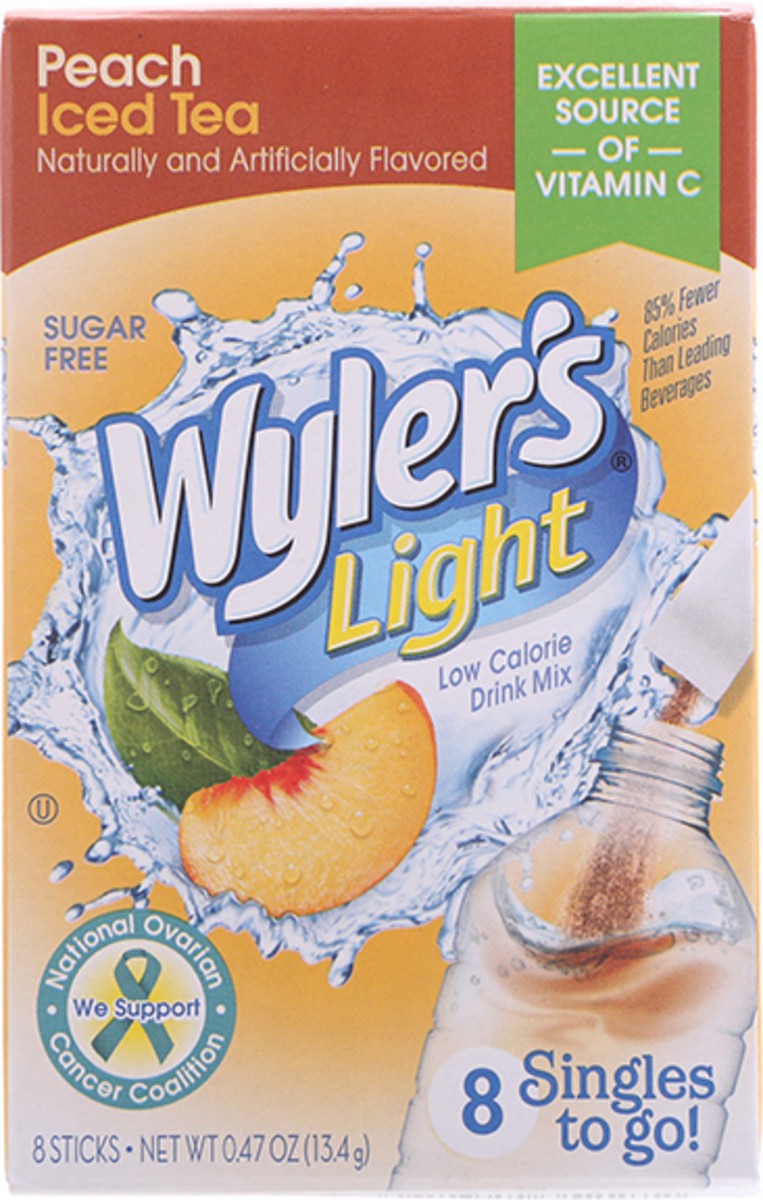 slide 7 of 10, Wyler's Light Singles to Go Peach Iced Tea Sugar Free Low Calorie Drink Mix - 8 ct, 8 ct