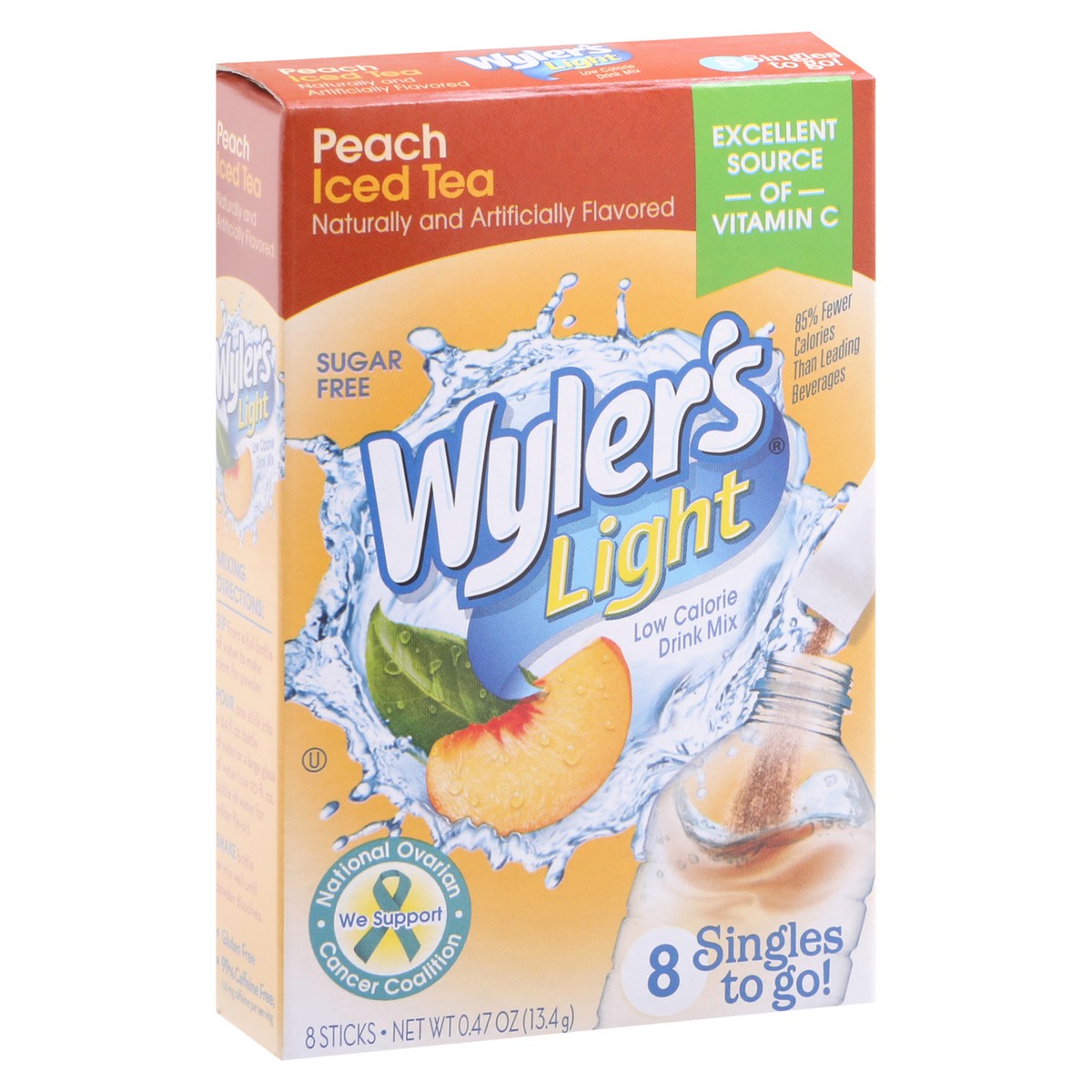 slide 5 of 10, Wyler's Light Singles to Go Peach Iced Tea Sugar Free Low Calorie Drink Mix - 8 ct, 8 ct