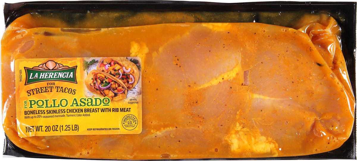 slide 3 of 9, La Herencia Pollo Asado Boneless Skinless Chicken Breast, 20 oz
