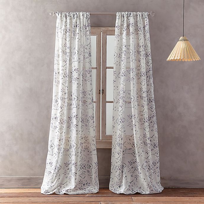 slide 1 of 5, Peri Home Dayna Print Rod Pocket Window Curtain Panel - Amethyst, 63 in