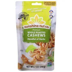 Sunshine Nut Co. Premium Whole Roasted Handful of Herbs Cashews 7 oz