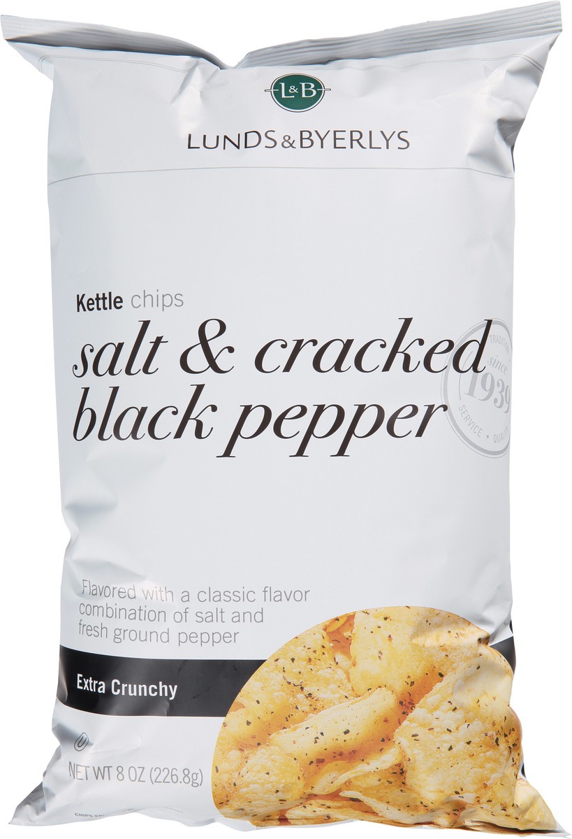 slide 6 of 12, L&B Extra Crunchy Salt & Crackled Black Pepper Kettle Chips - 8 oz, 8 oz