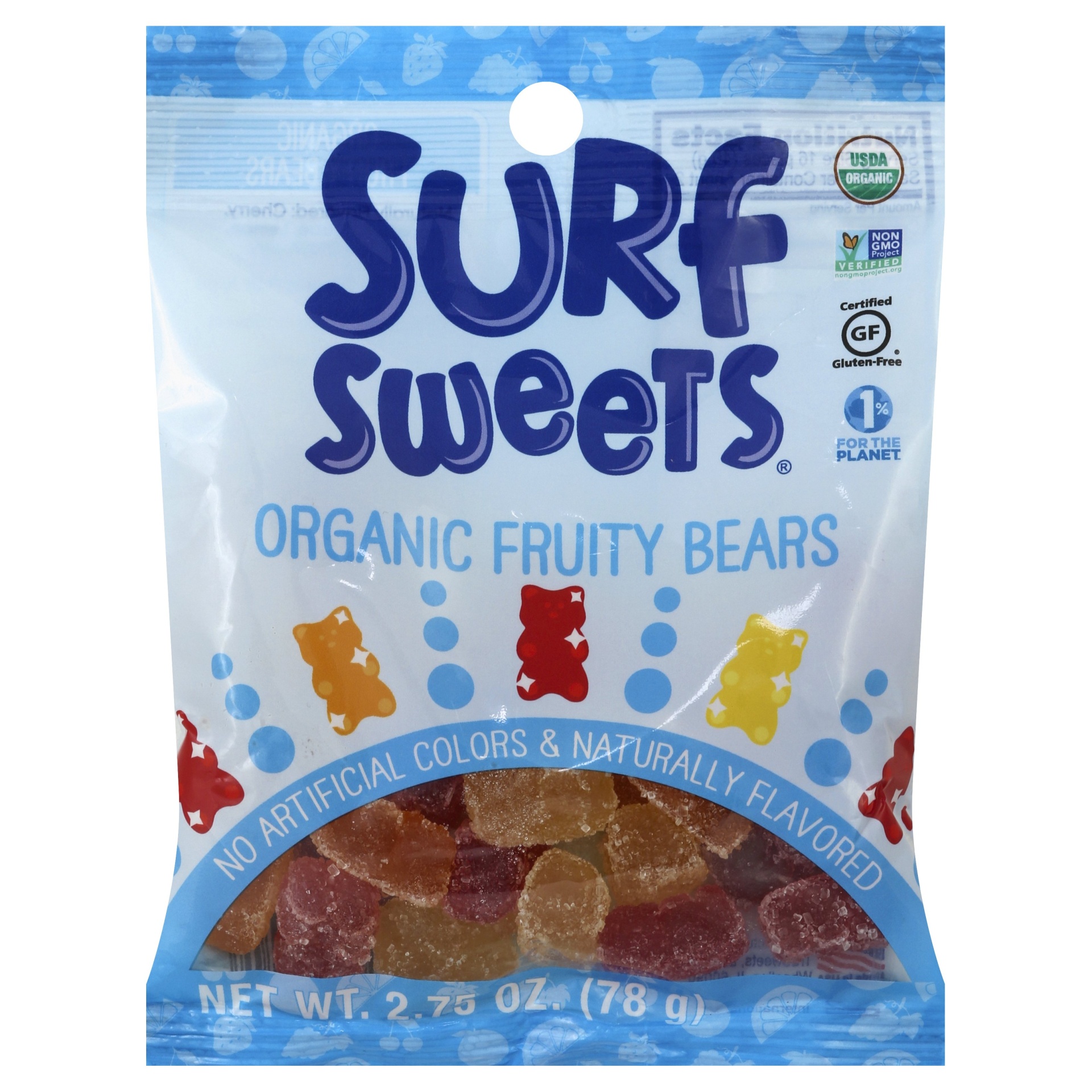 slide 1 of 2, Surf Sweets Organic Fruity Bears, 2.75 oz