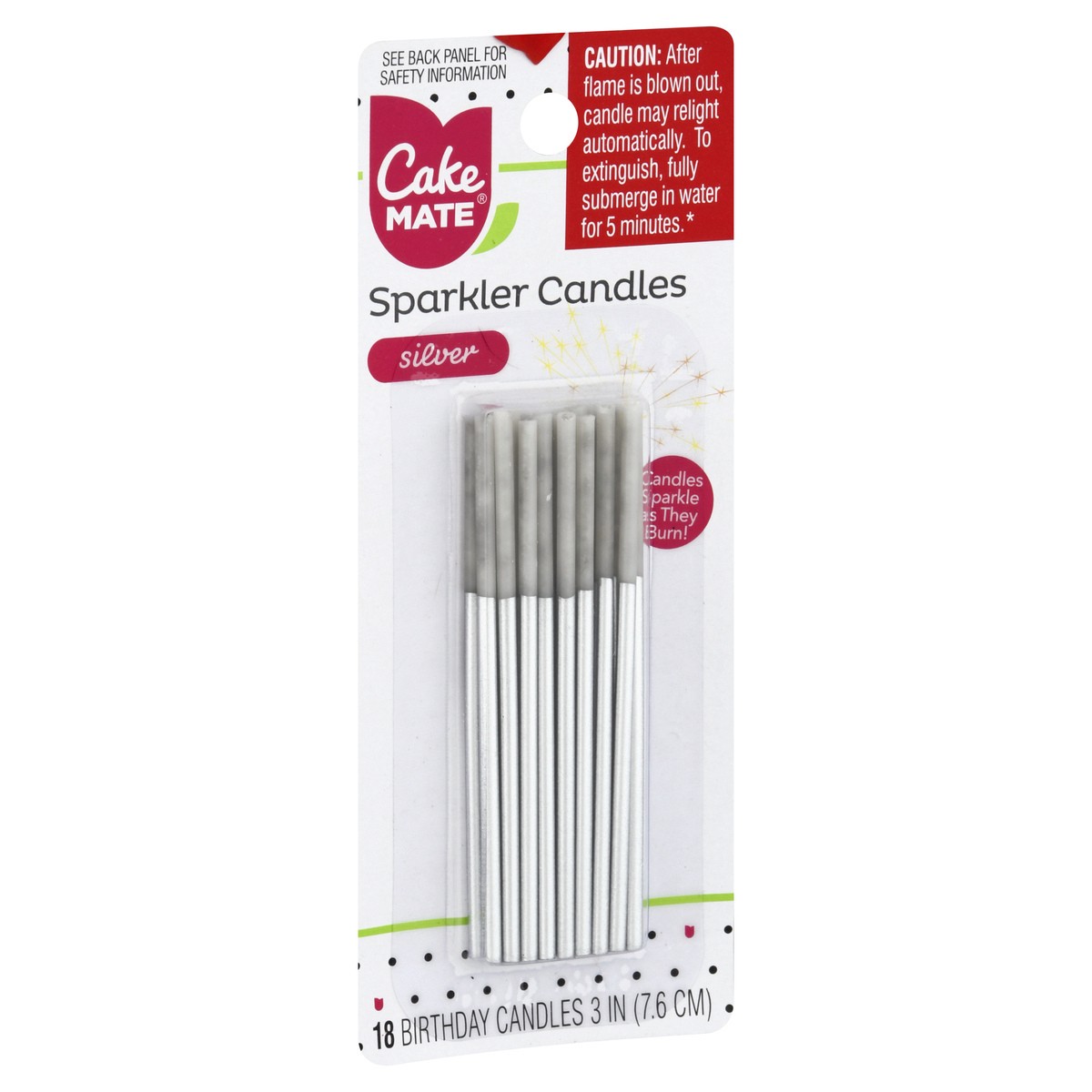 slide 3 of 8, Cake Mate 3 Inch Silver Sparkler Birthday Candle 18 ea, 18 ct