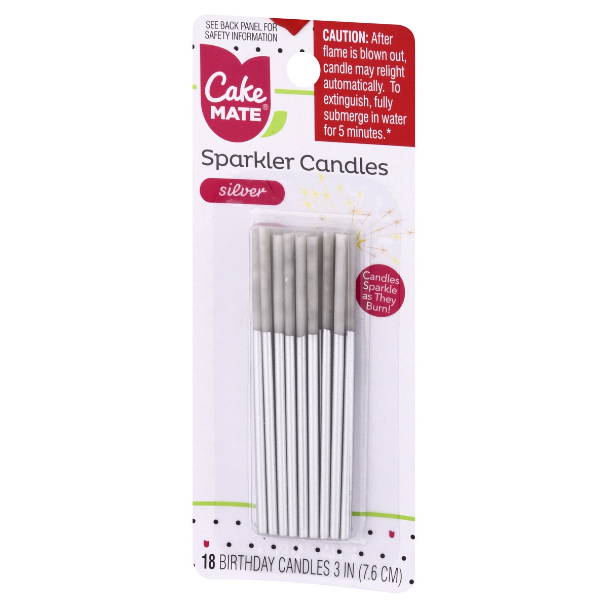 slide 6 of 8, Cake Mate 3 Inch Silver Sparkler Birthday Candle 18 ea, 18 ct