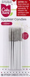 Cake Mate 3 Inch Silver Sparkler Birthday Candle 18 ea