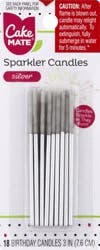 Cake Mate 3 Inch Silver Sparkler Birthday Candle 18 ea