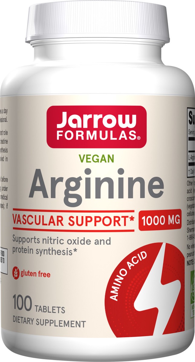 slide 2 of 4, Jarrow Formulas Arginine 1000 mg - 100 Tablets - Supports Nitric Oxide & Protein Synthesis - Dietary Supplement Supports Tissue Repair - Men''s Health Formula - Up to 100 Servings , 100 ct