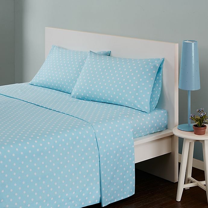 slide 1 of 4, Mi Zone Polka Dot Twin Sheet Set - Aqua, 1 ct