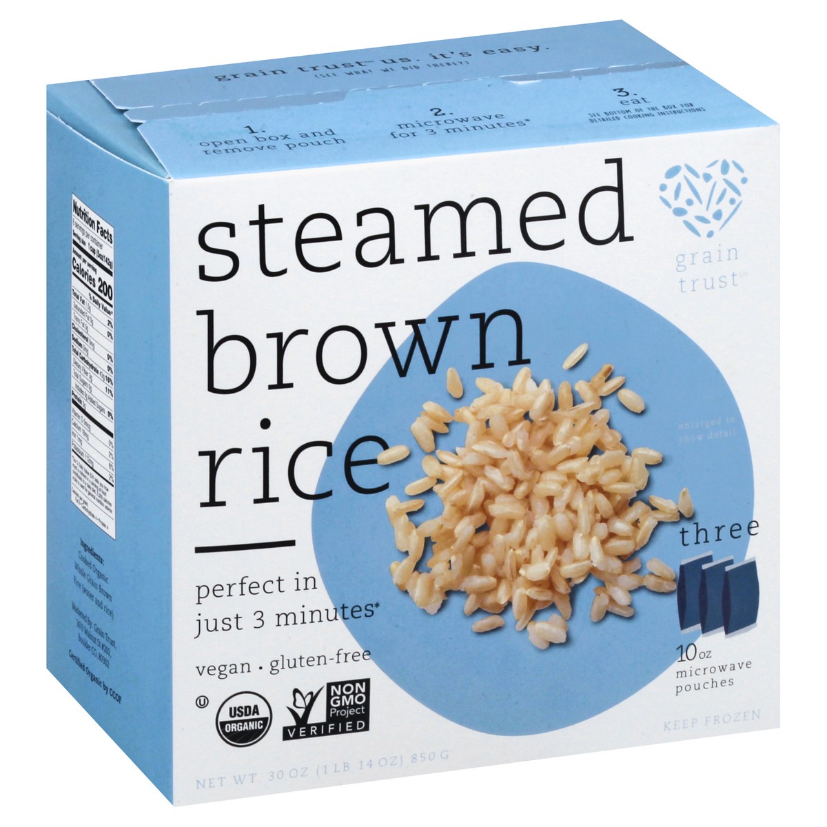 slide 9 of 9, Grain Trust Steamed Brown Rice 3 - 10 oz Pouches, 3 ct