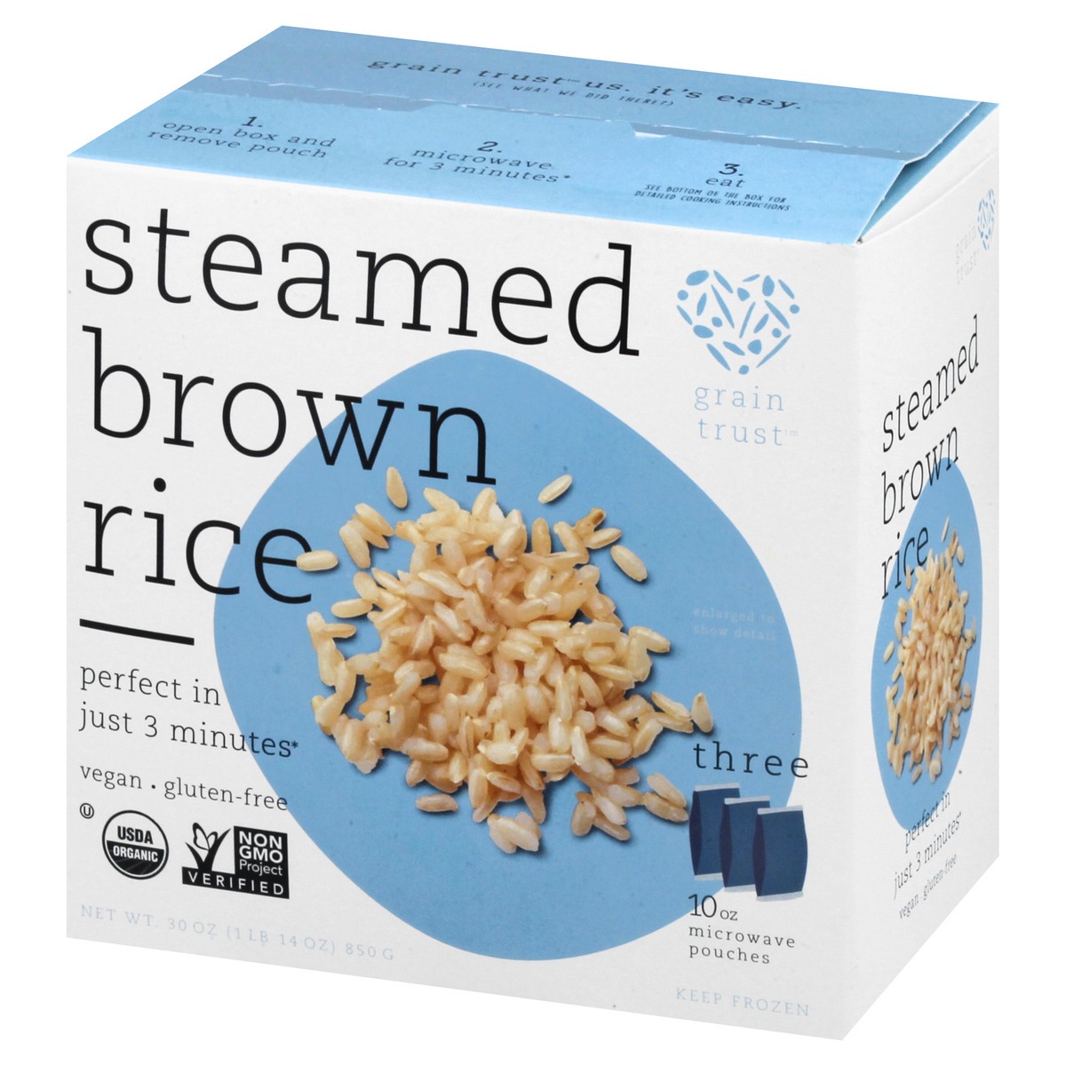 slide 8 of 9, Grain Trust Steamed Brown Rice 3 - 10 oz Pouches, 3 ct