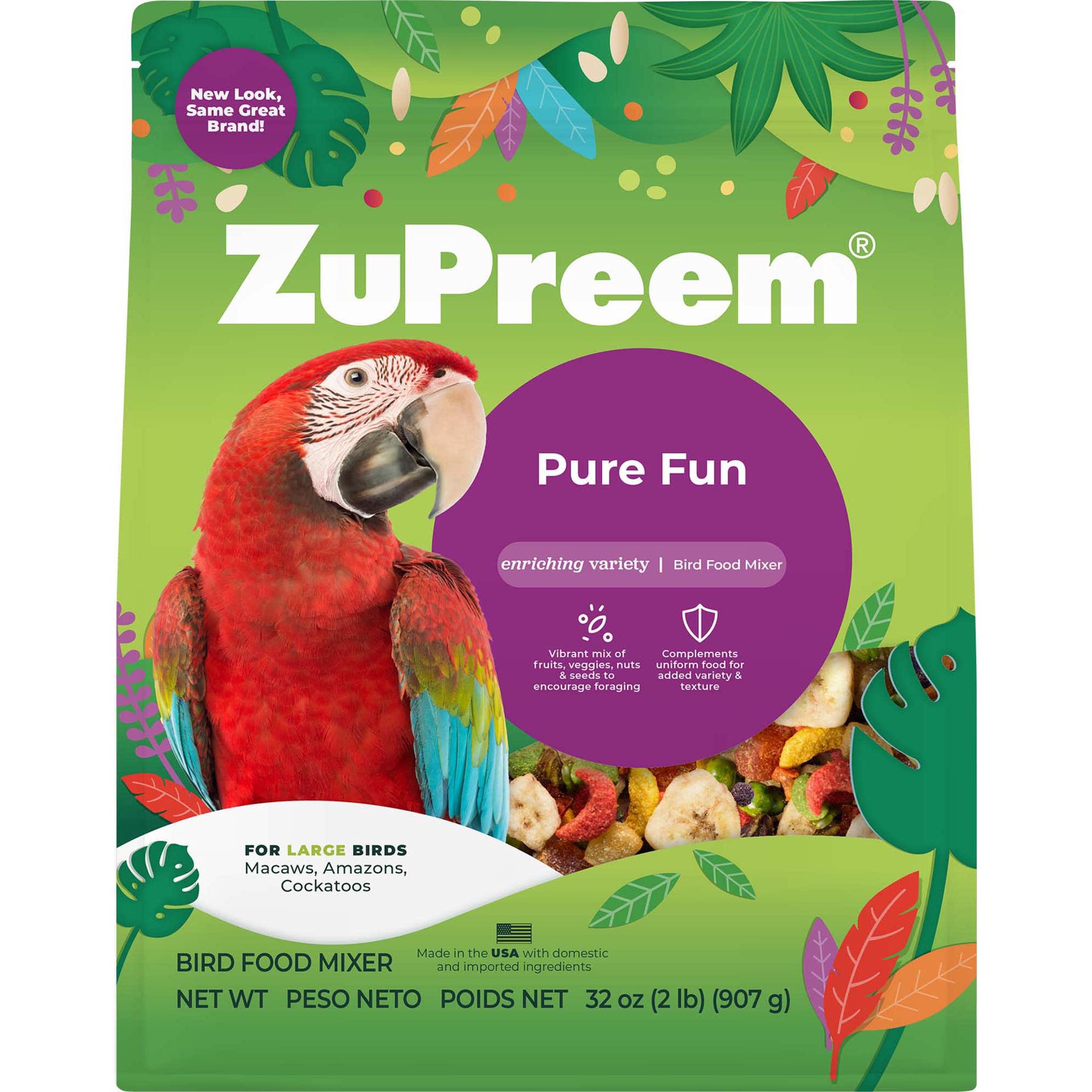 slide 1 of 1, ZuPreem Pure Fun Bird Food for Large Birds, 2 lbs., 2 lb