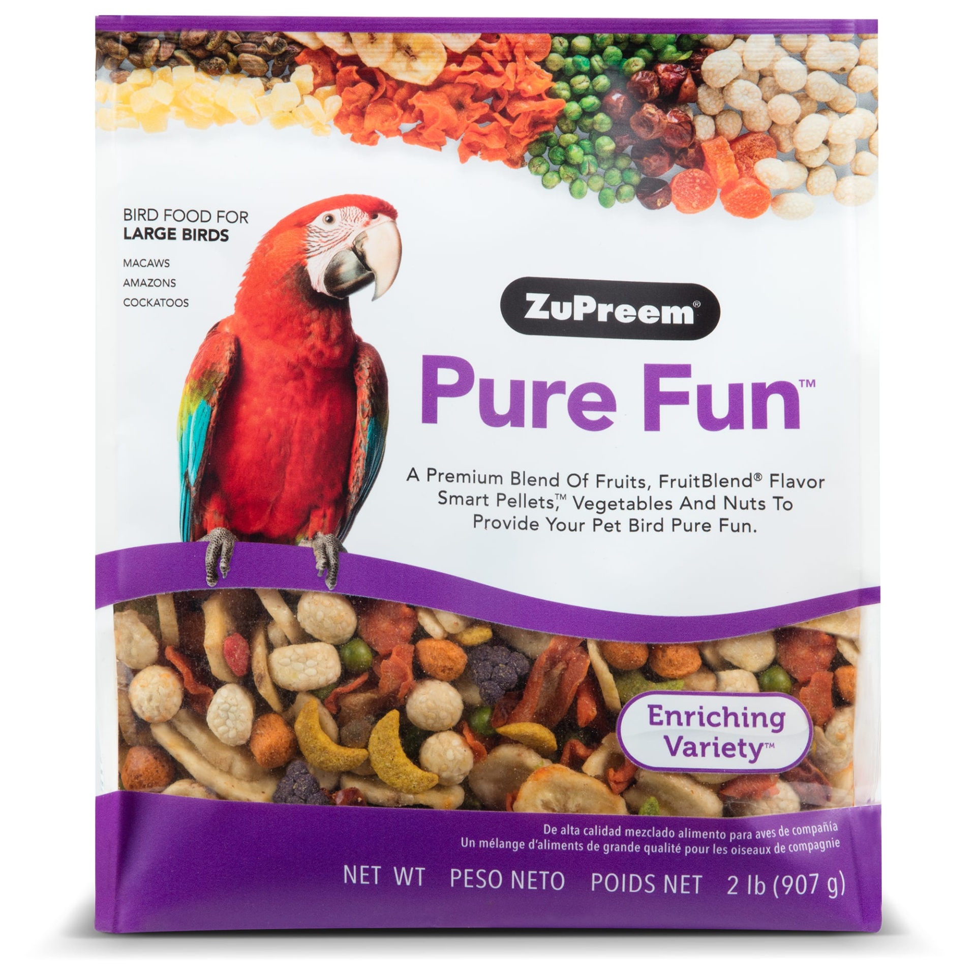 slide 1 of 1, ZuPreem Pure Fun Bird Food for Large Birds, 2 lbs., 2 lb