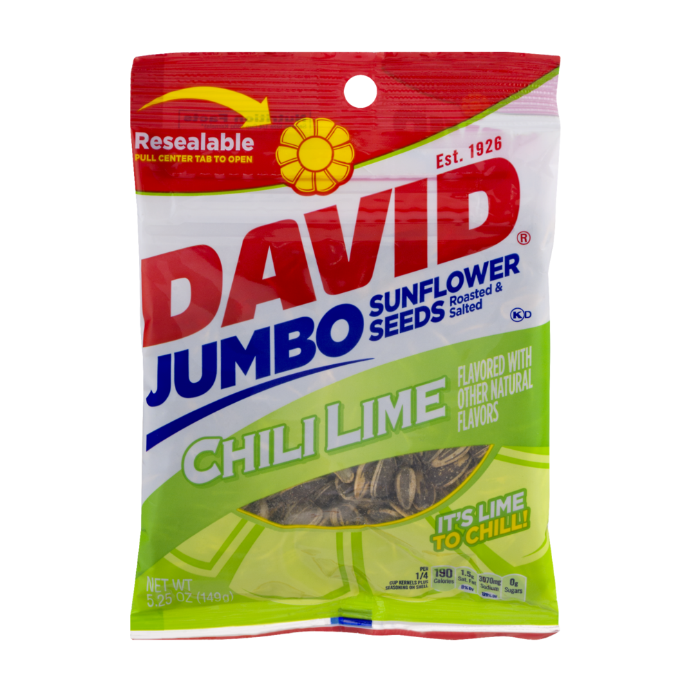slide 1 of 1, DAVID Jumbo Sunflower Seeds Chili Lime, 1 ct