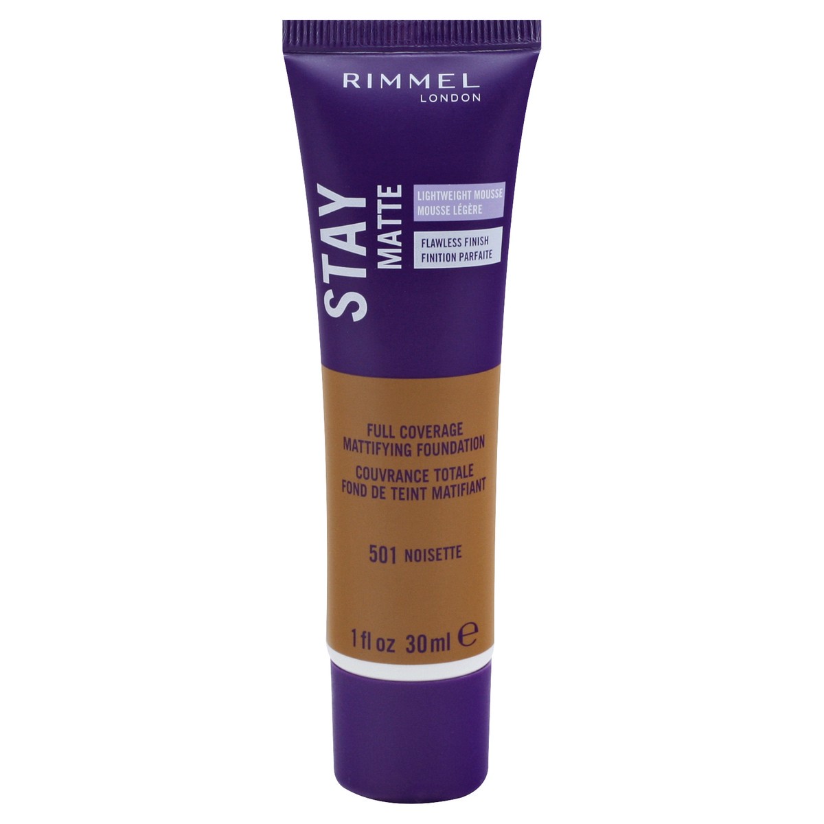 slide 9 of 12, COTY RIMMEL LONDON Rimmel London Stay Matte Liquid Mousse - 501 Noisette - Foundation, Lightweight, Shine Control, Oil-Free, 1oz, 1 fl oz