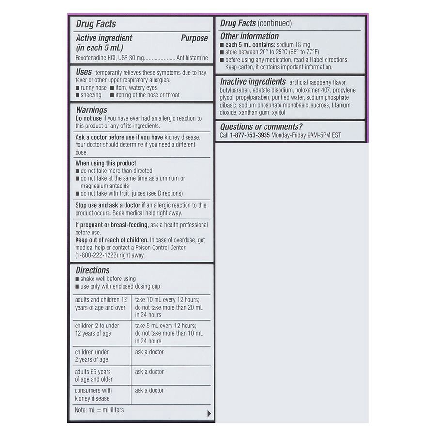 slide 5 of 5, Walgreens Wal-Fex Children's Allergy Relief Berry, 4 oz