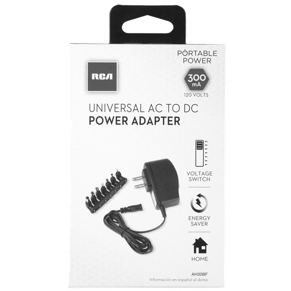 slide 1 of 1, RCA Universal AC to DC Power Adapter AH30BF, 1 ct