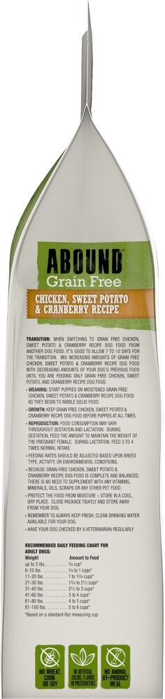 slide 3 of 6, Abound Grain Free Chicken Sweet Potato Cranberry Recipe Adult Dry Dog Food, 14 lb