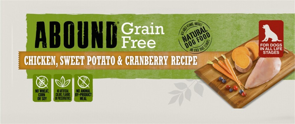 slide 6 of 6, Abound Grain Free Chicken Sweet Potato Cranberry Recipe Adult Dry Dog Food, 14 lb