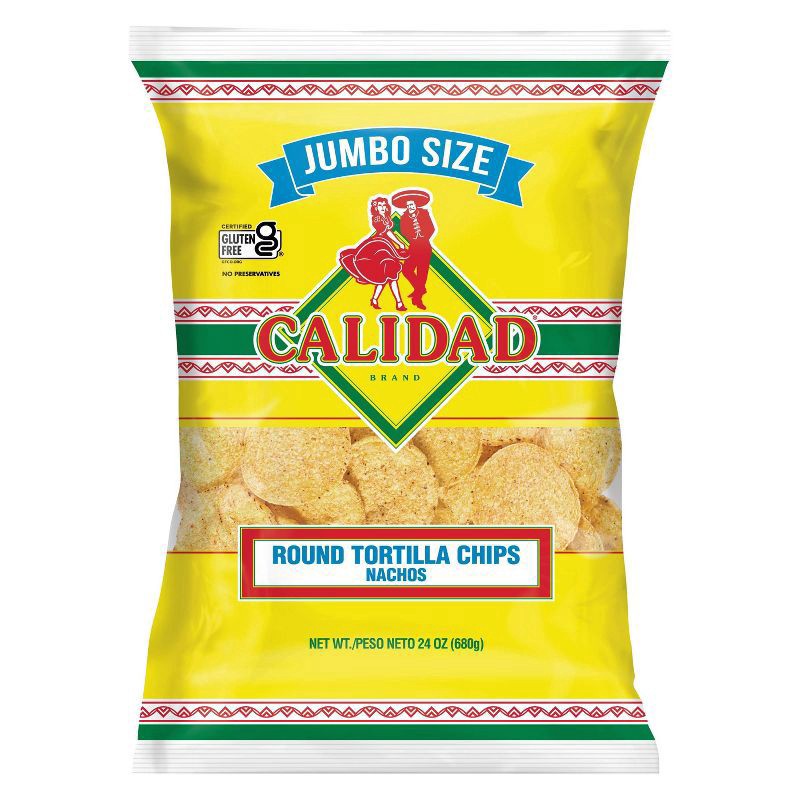 slide 1 of 4, Calidad Round Tortilla Chips - 24oz, 24 oz