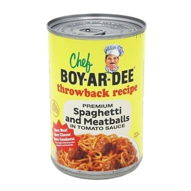 slide 1 of 1, Chef Boyardee Chef Boy-Ar-Dee Throwback Recipe Premium Spaghetti & Meatballs In Tomato Sauce, 14.5 oz