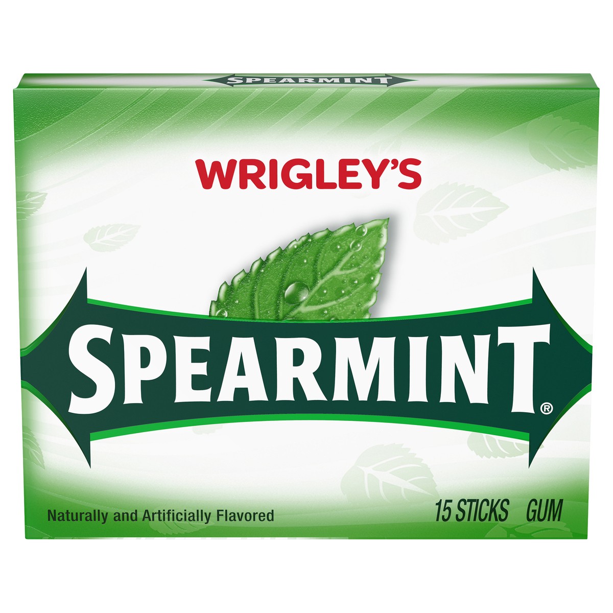 slide 1 of 6, WRIGLEY'S Spearmint Chewing Gum, Single Pack, 15 Stick, 15 pc