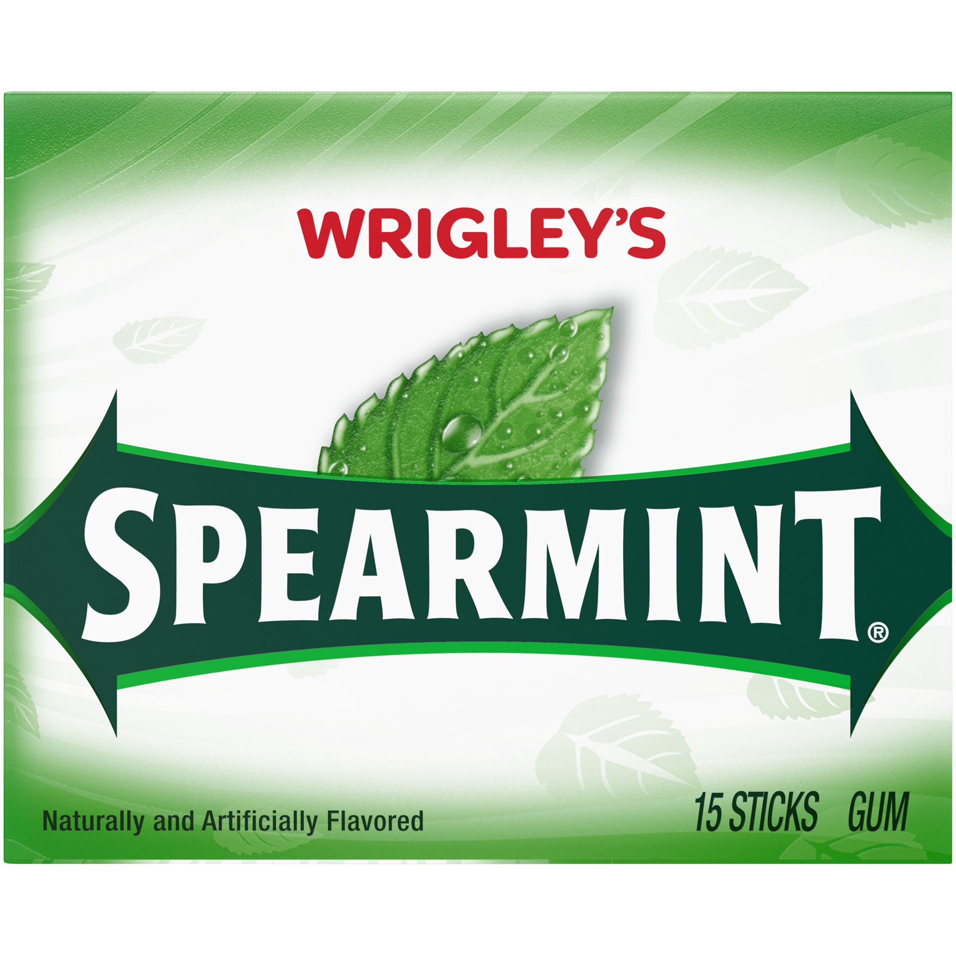 slide 1 of 6, WRIGLEY'S Spearmint Chewing Gum, Single Pack, 15 Stick, 15 ct