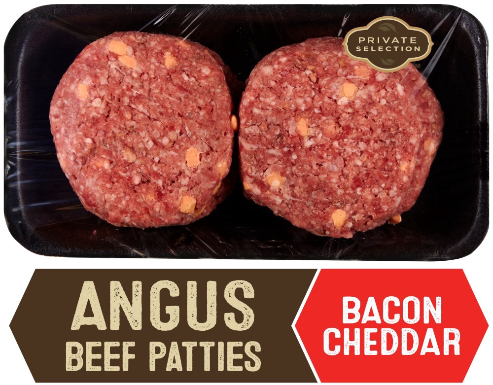 slide 3 of 4, Private Selection Bacon Cheddar Angus Beef Patties, 21.28 oz