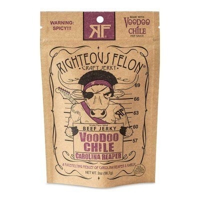 slide 1 of 1, Righteous Felon Voodoo Chile Beef Jerky, 2 oz