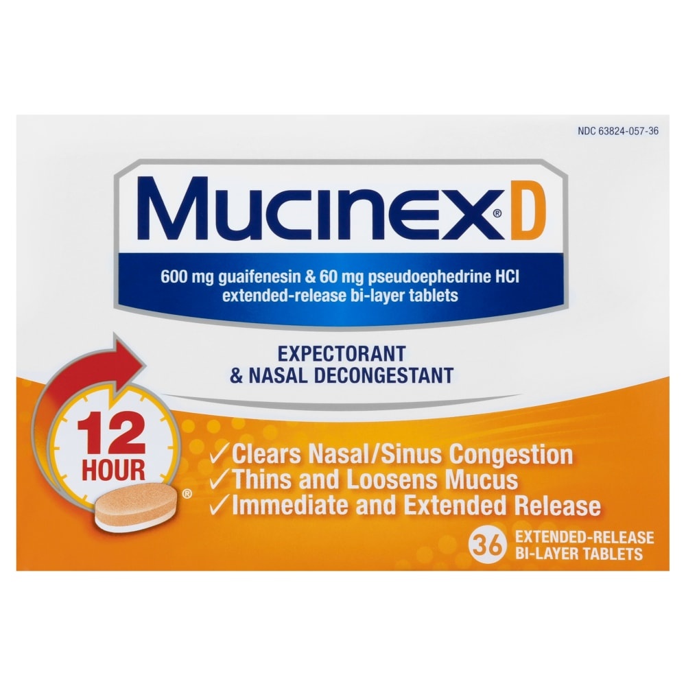 slide 1 of 1, Mucinex D Tablets Expectorant & Nasal Decongestant 36 ea, 36 ct