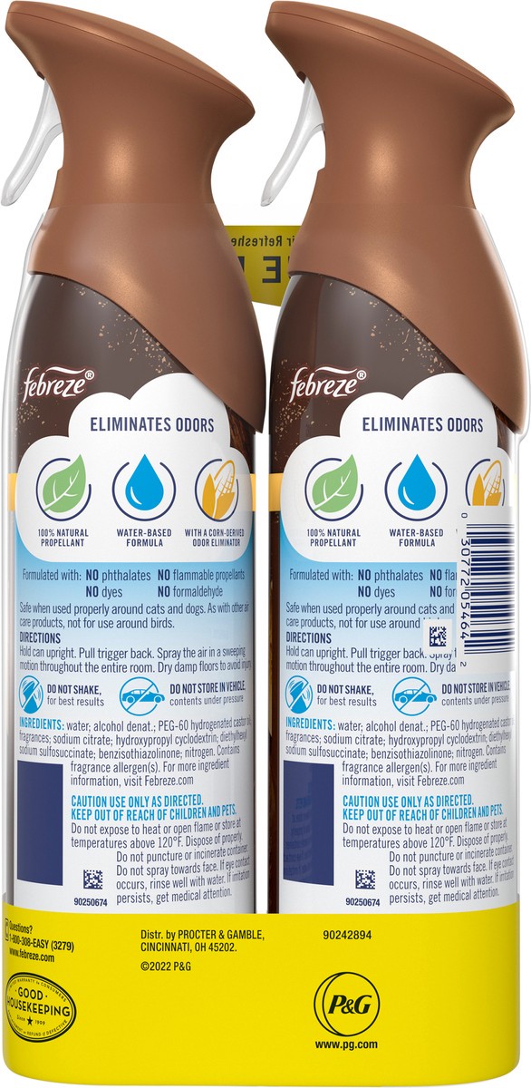 slide 2 of 3, Febreze Air Effects Odor-Fighting Air Freshener Cozy Campfire, 8.8 oz. Aerosol Can, Pack of 2, 2 ct