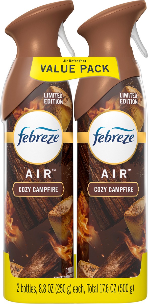 slide 3 of 3, Febreze Air Effects Odor-Fighting Air Freshener Cozy Campfire, 8.8 oz. Aerosol Can, Pack of 2, 2 ct
