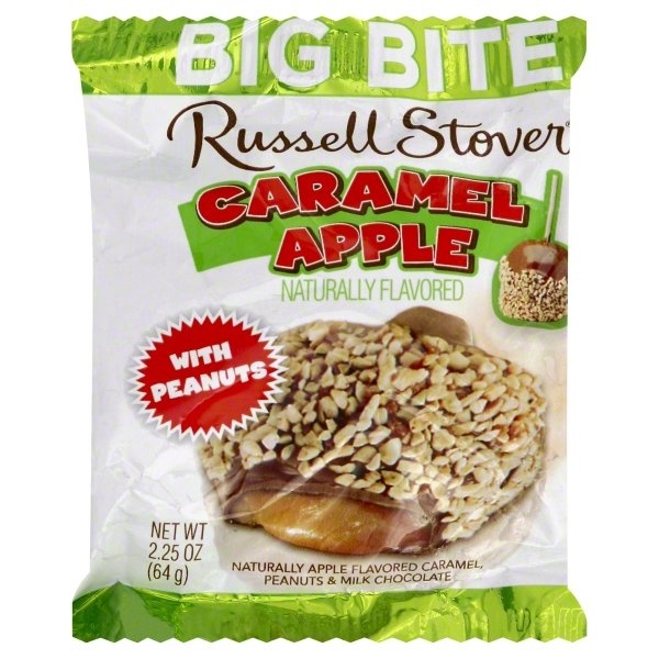 slide 1 of 1, Russell Stover Milk Chocolate Caramel Apple Big Bite with Peanuts, 2.25 oz