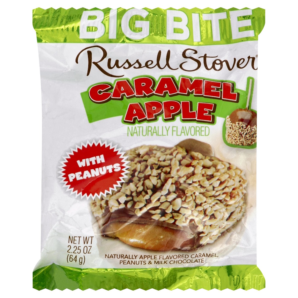 slide 6 of 6, Russell Stover Milk Chocolate Caramel Apple Big Bite with Peanuts, 2.25 oz